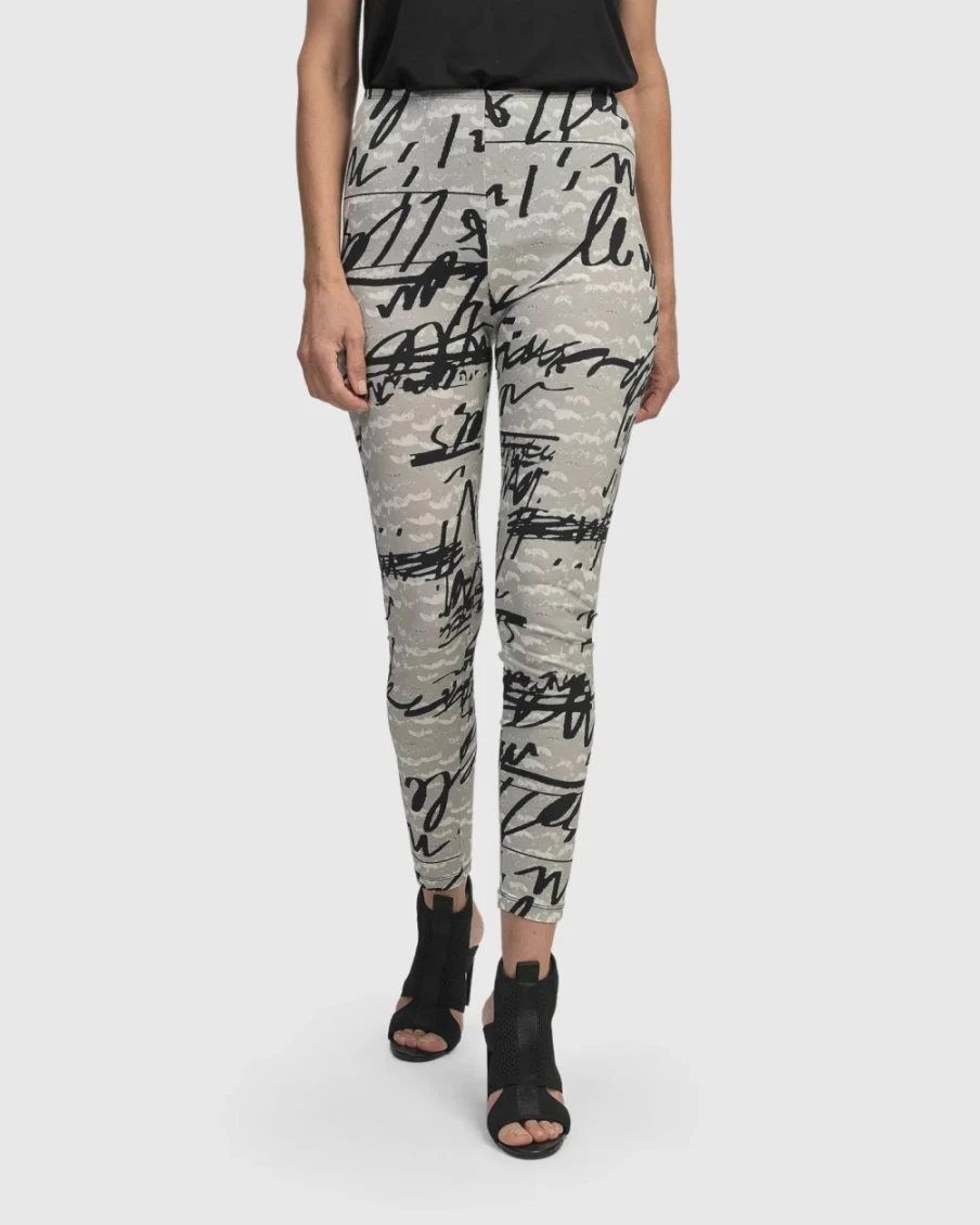 "ALEMBIKA Women's Flirty Script Print Leggings - Stylish & Comfortable Yoga Pants"