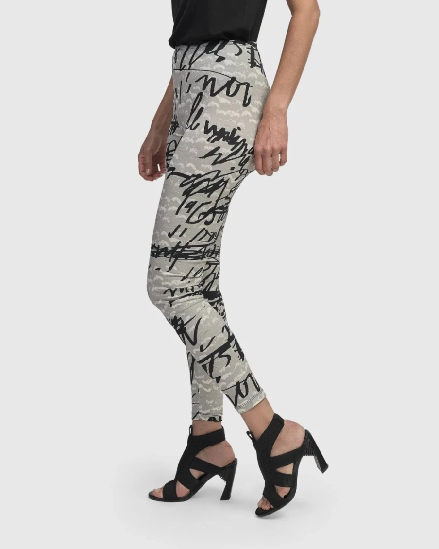 "ALEMBIKA Women's Flirty Script Print Leggings - Stylish & Comfortable Yoga Pants"