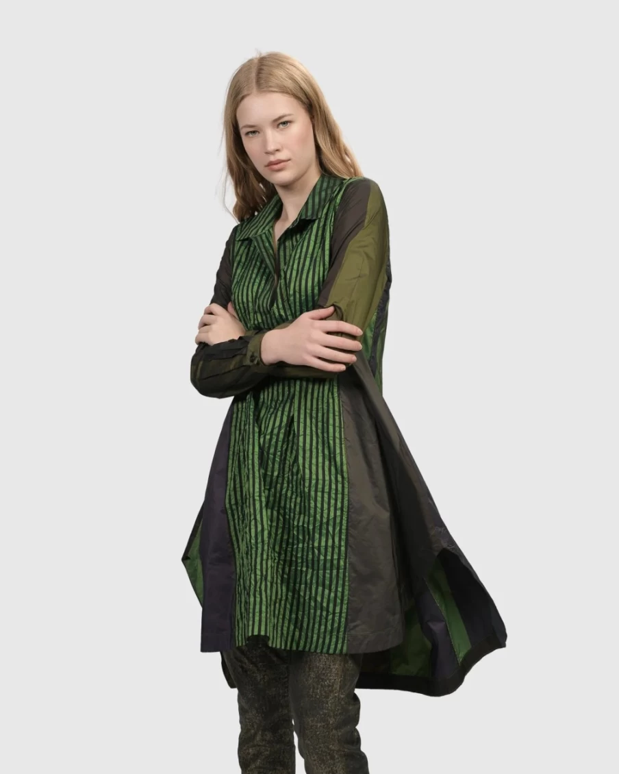 ALEMBIKA Women's Cabaret Pullover Tunic Top in Forest Green - Elegance Long Sleeve Knit Sweater