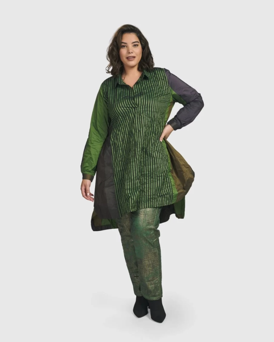 ALEMBIKA Women's Cabaret Pullover Tunic Top in Forest Green - Elegance Long Sleeve Knit Sweater