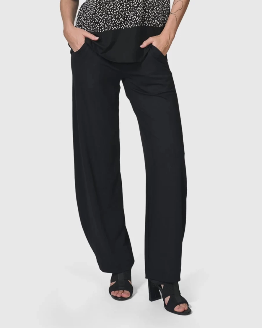 ALEMBIKA Women's Essential Flow Pants - Comfortable Black Yoga Trousers for Everyday Wear