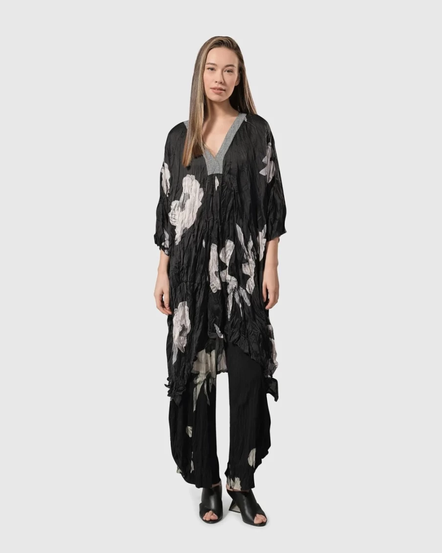 ALEMBIKA Women's Floral Crinkle Caftan Tunic Dress - Paige Roses Design