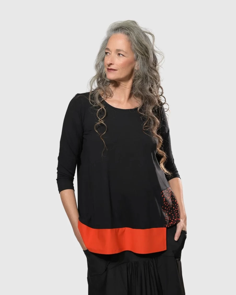 ALEMBIKA Women's Victoria Flame Tunic Top - Elegant Boho Chic Blouse for Women
