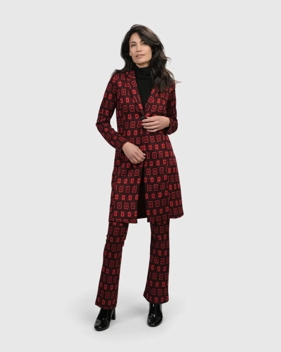 ALEMBIKA Women's Red Dynamite Days Duster Coat | Long Sleeve Lightweight Outerwear
