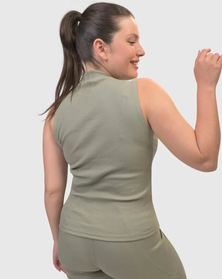 ALEMBIKA Women's Asana High-Neck Top in Natural Fabric for Yoga and Comfort