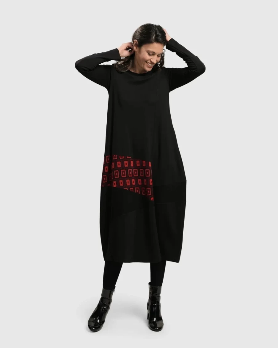 ALEMBIKA Women's Unstoppable Cocoon Dress in Vibrant Red - Elegant & Stylish