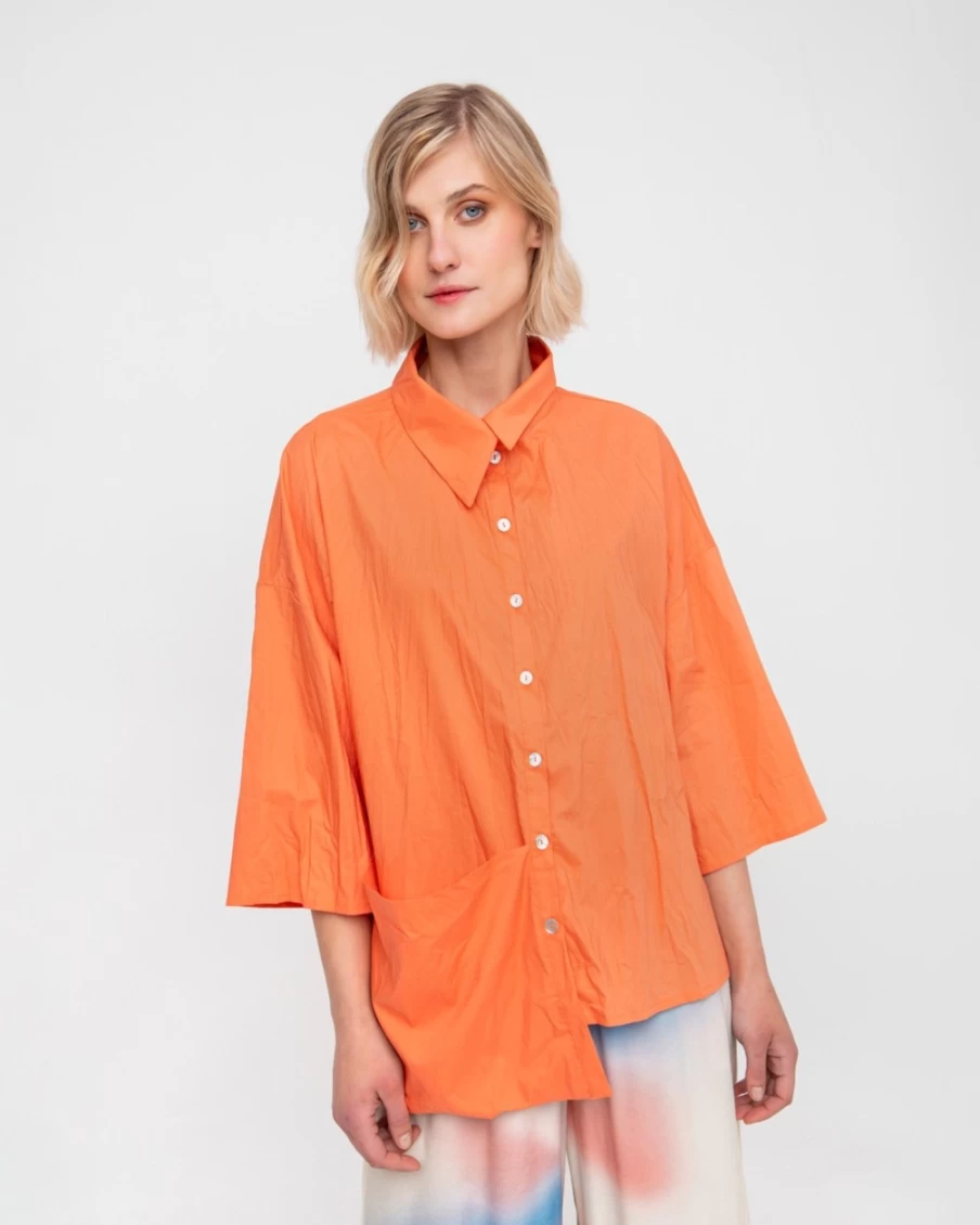 ALEMBIKA Women's Peach Crinkle Trickster Shirt - Ozai N Ku Style Elegant Blouse