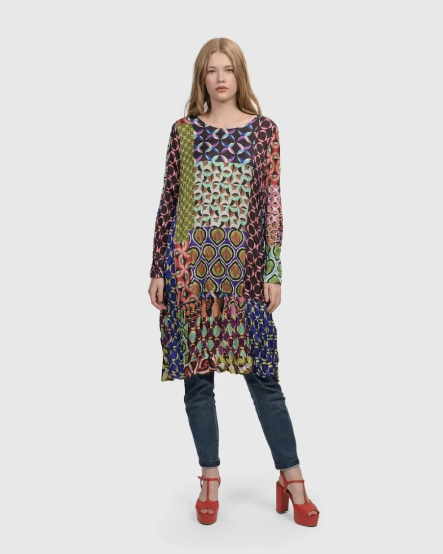ALEMBIKA Women's Lucy Kaleidoscope Print Dress - Unique Boho Chic Style
