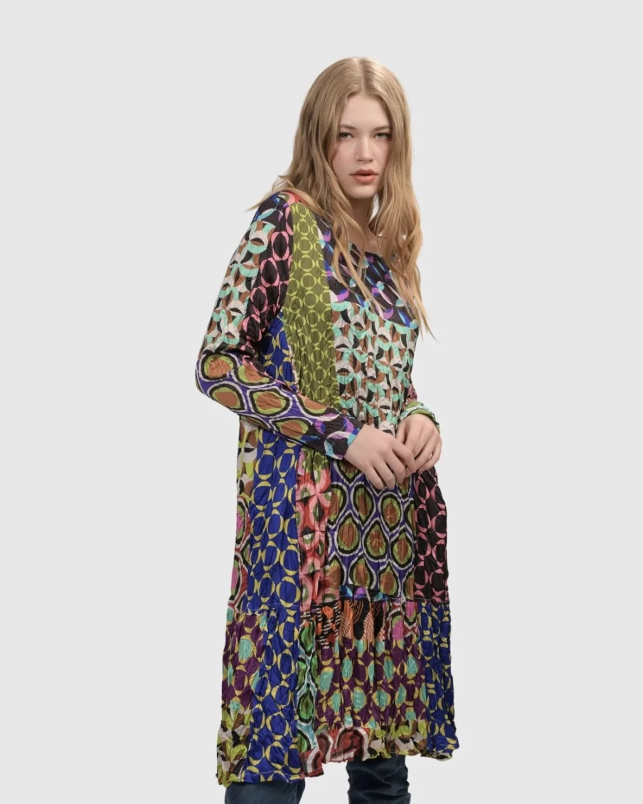 ALEMBIKA Women's Lucy Kaleidoscope Print Dress - Unique Boho Chic Style