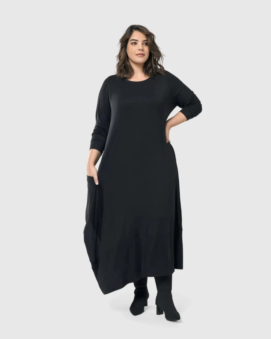 ALEMBIKA Women's Elegant Black Midnight Maxi Dress for Evening Wear