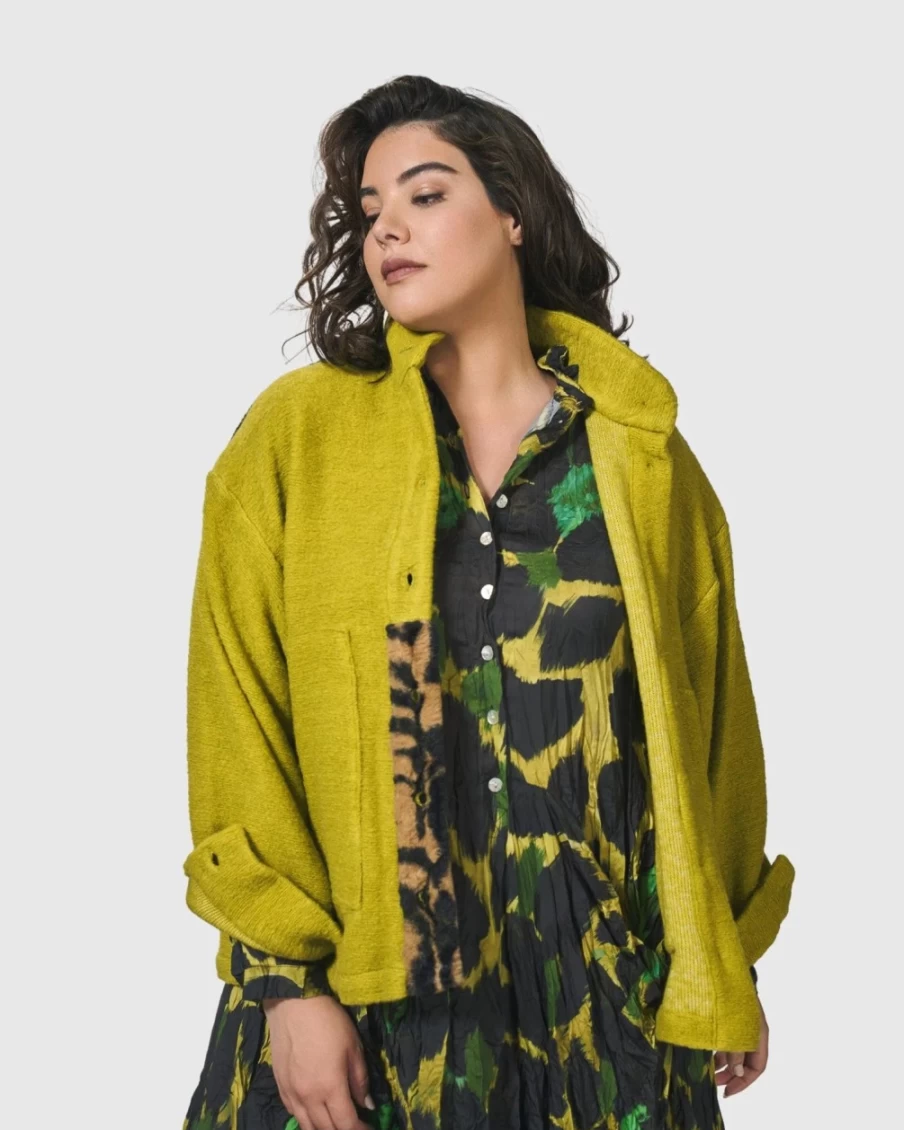 ALEMBIKA Women's Funkadelic Weekend Jacket in Lime - Stylish Casual Outerwear