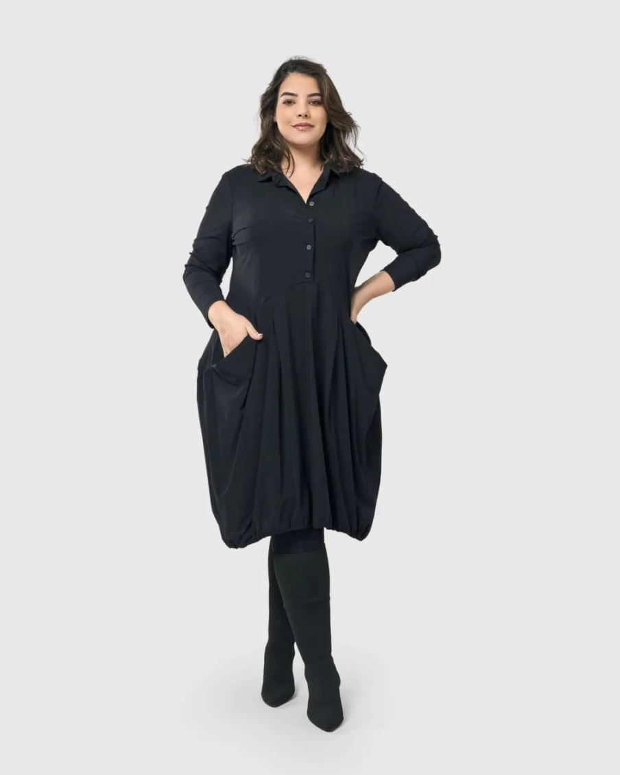ALEMBIKA Women's Black Signature Pocket Dress - Elegant & Stylish