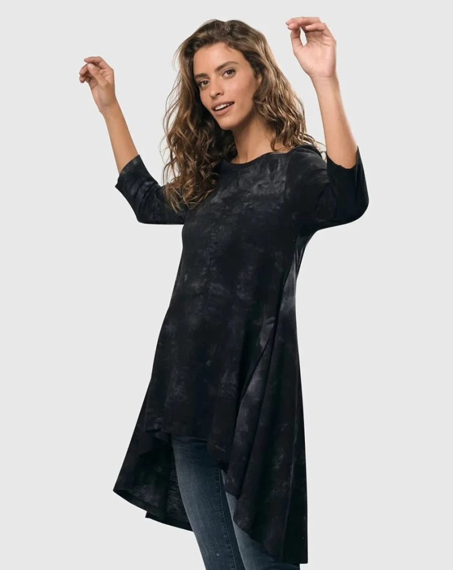 ALEMBIKA Women's Perfect Swing Tunic Top in Storm - Flowy Casual Blouse