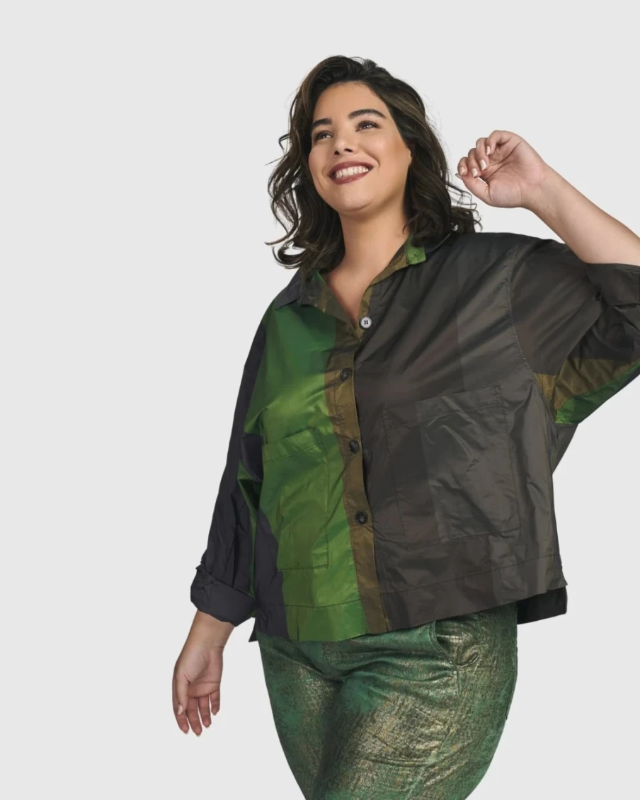 ALEMBIKA Women's Deluxe Boxy Shirt in Forest Green - Stylish Loose Fit Top
