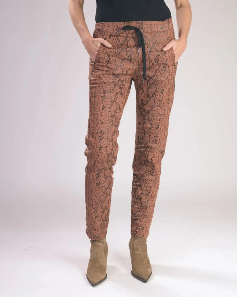 ALEMBIKA Women's Viper Iconic Stretch Jeans in Terracotta - High Waisted Slim Fit Denim Pants