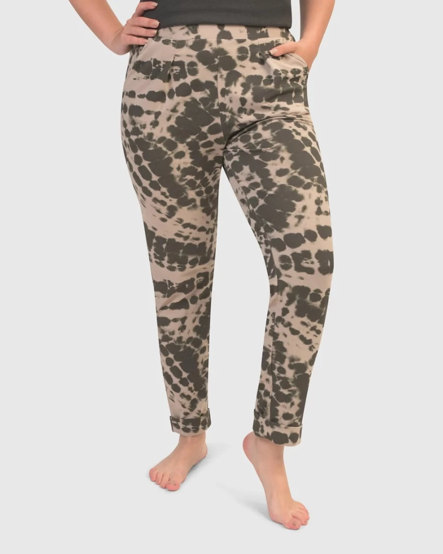 ALEMBIKA Women's Exhale Tie-Dye Jogger Pants in Stone - Comfortable Lounge & Casual Wear