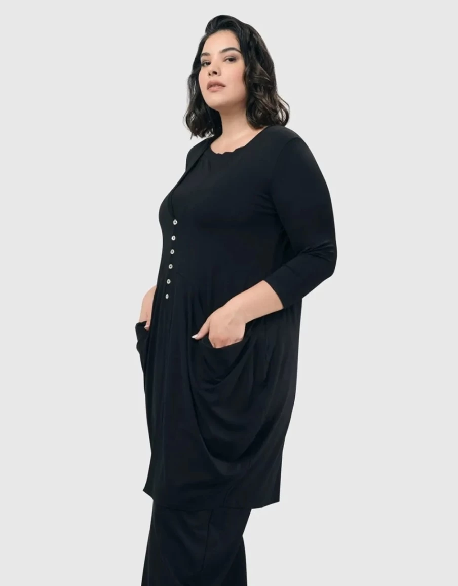 ALEMBIKA Women's Essential Draped Cocoon Jacket - Black Outerwear for Stylish Layering