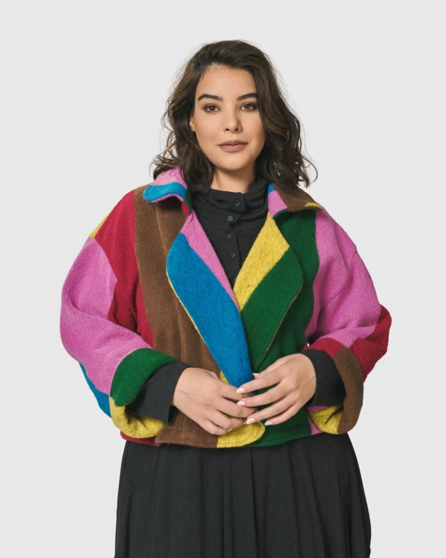 ALEMBIKA Women's Urban Technicolor Dream Jacket - Vibrant Color Block Coat