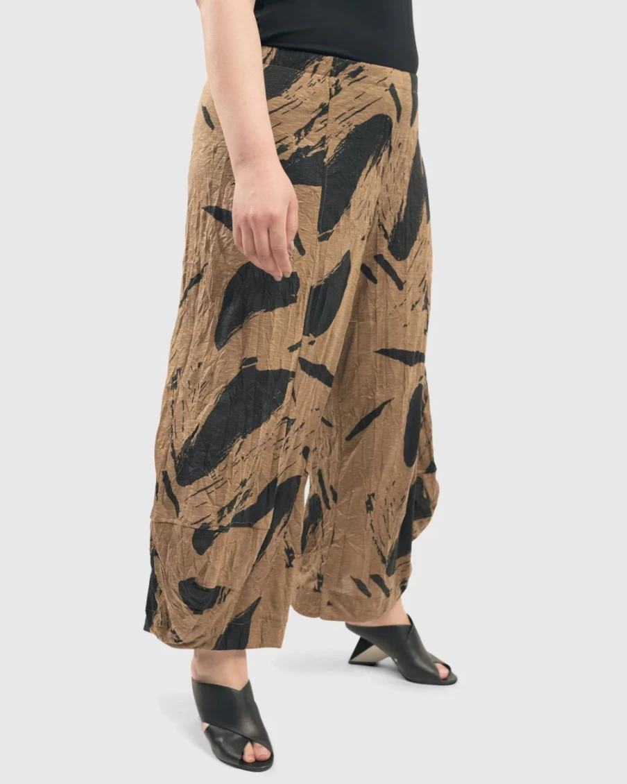 ALEMBIKA Women's Ru Crinkle Punto Pants in Sepia - Stylish & Comfortable Casual Trousers