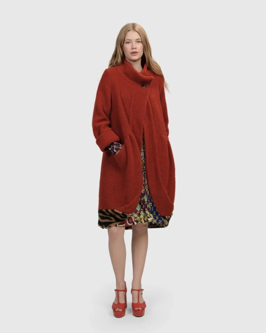 ALEMBIKA Women's Funkadelic Groupie Coat with Flame Design - Bohemian Vintage Style Outerwear