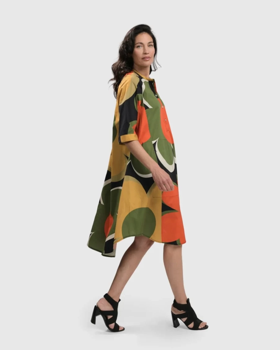 ALEMBIKA Women's Brenda Oversized Floral Shirt Dress - Elegant Long Sleeve Boho Style