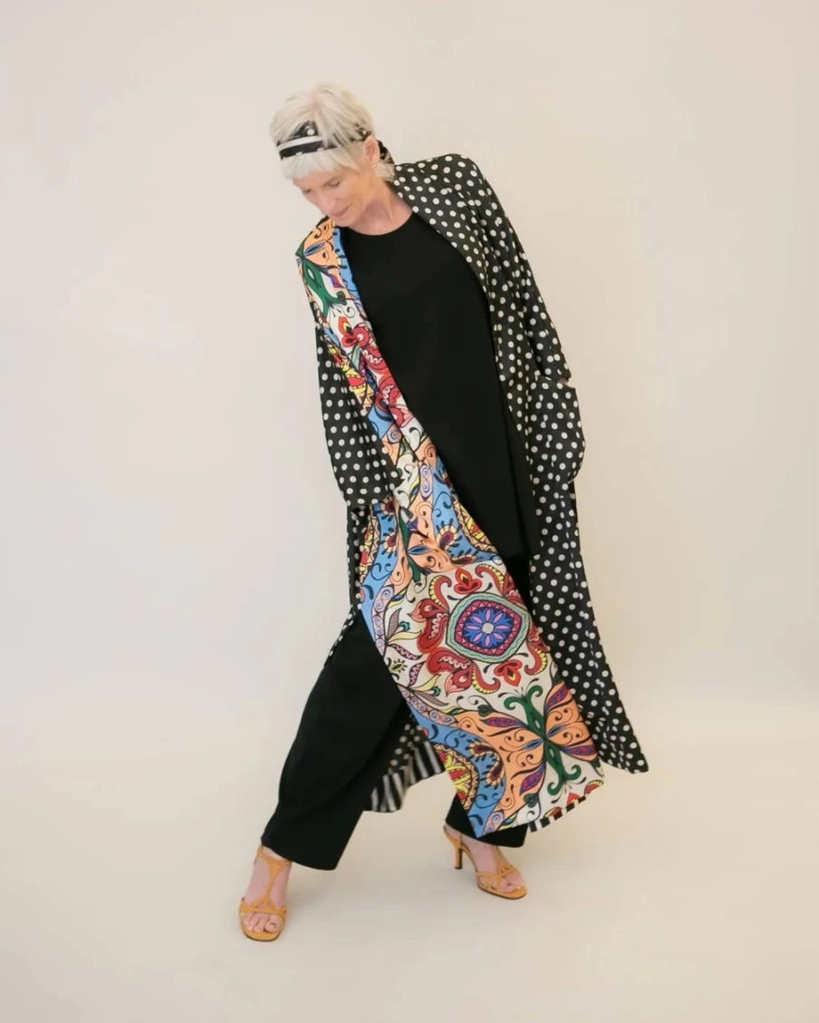 ALEMBIKA Women's Paisley Dot Print Long Kimono Jacket - Boho Chic Cover Up