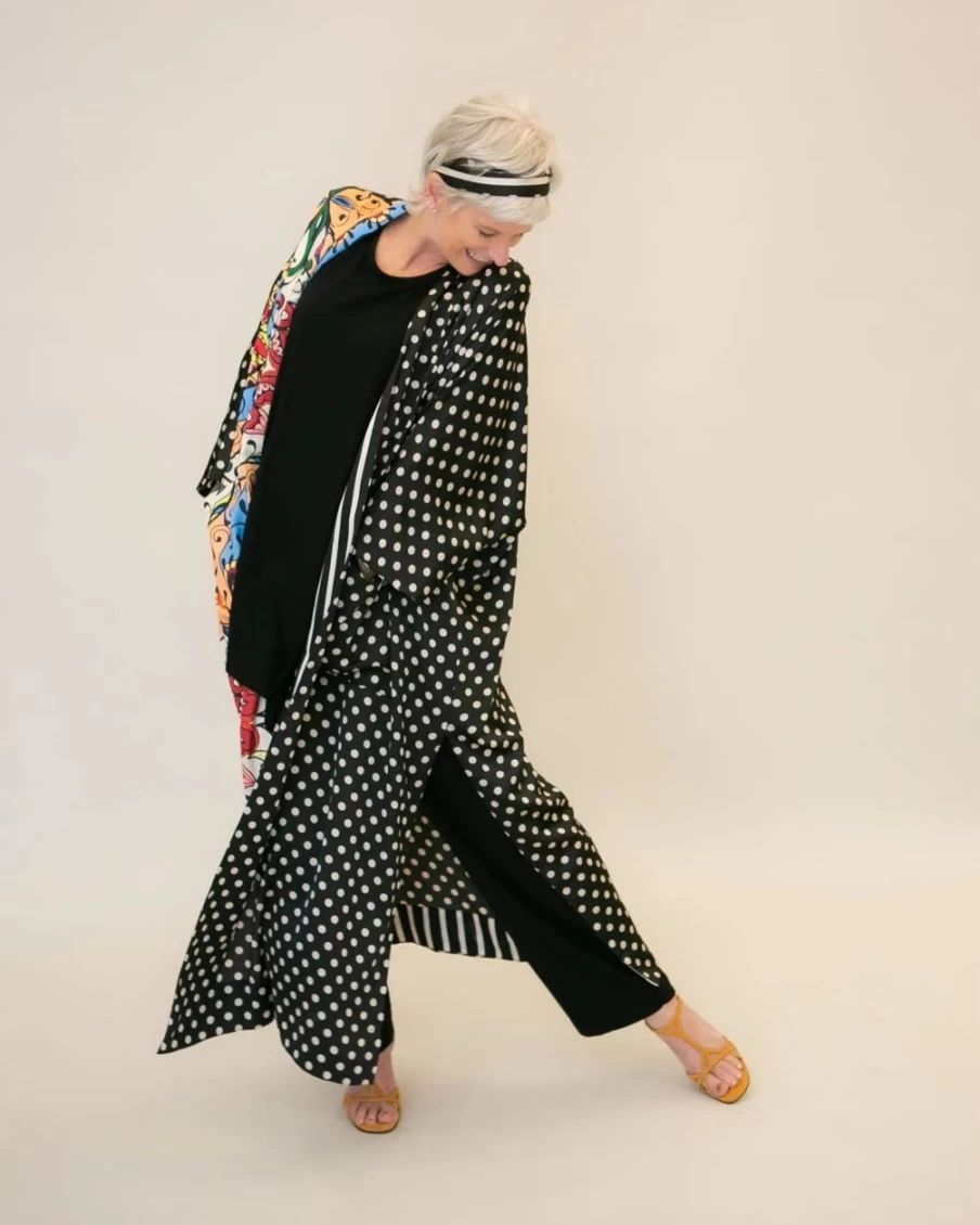 ALEMBIKA Women's Paisley Dot Print Long Kimono Jacket - Boho Chic Cover Up