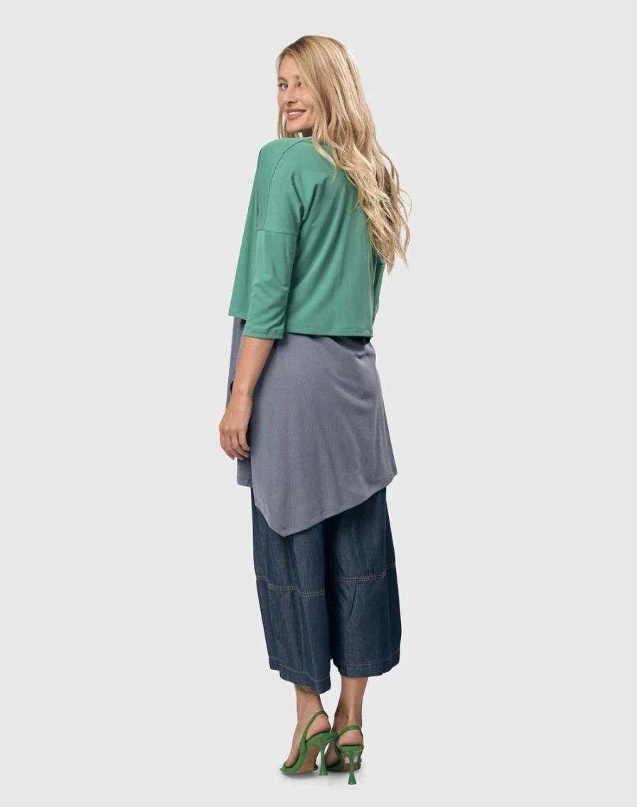 ALEMBIKA Women's Seafoam Green Essential Cupro Crop Cardigan Lightweight Knit Top