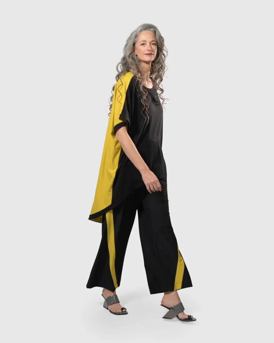 ALEMBIKA Women's Debra Hi-Lo Tunic Top in Yellow | Casual Elegant Blouse