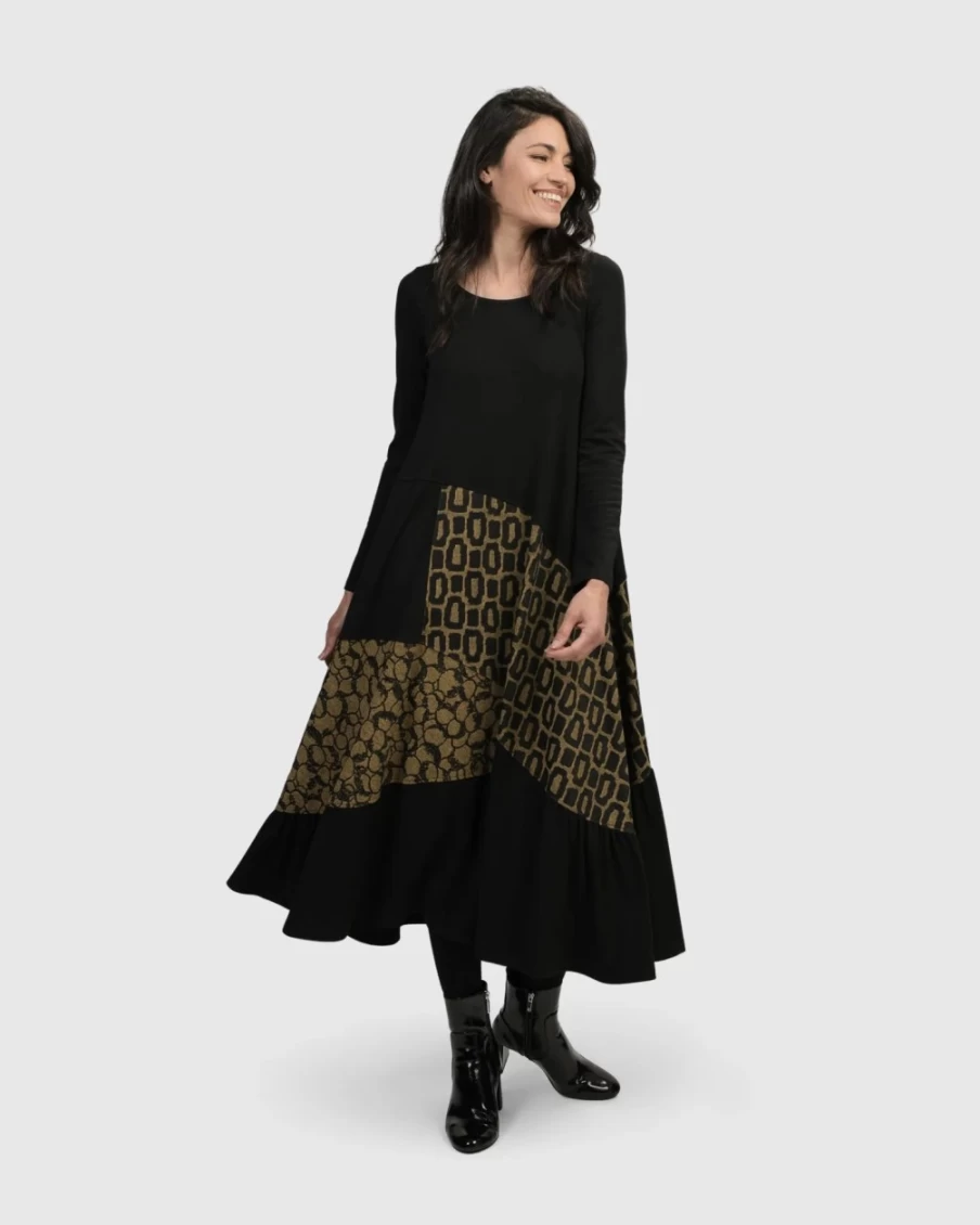 ALEMBIKA Women's Unstoppable Maxi Dress in Ochre - Elegant Boho Chic Style