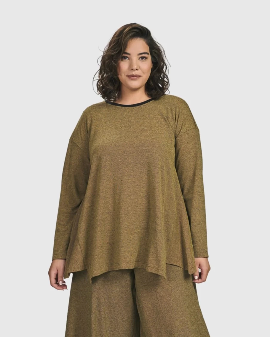 ALEMBIKA Women's Essential Flared Top in Honey - Stylish Casual Blouse for Everyday Wear