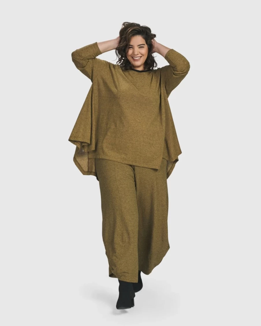 ALEMBIKA Women's Essential Flared Top in Honey - Stylish Casual Blouse for Everyday Wear