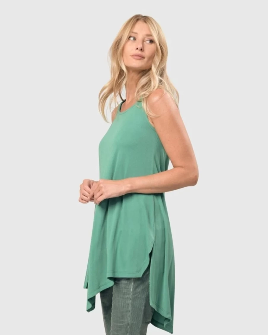 ALEMBIKA Women's Seafoam Green Cupro Essential Joy Sleeveless Tunic Top