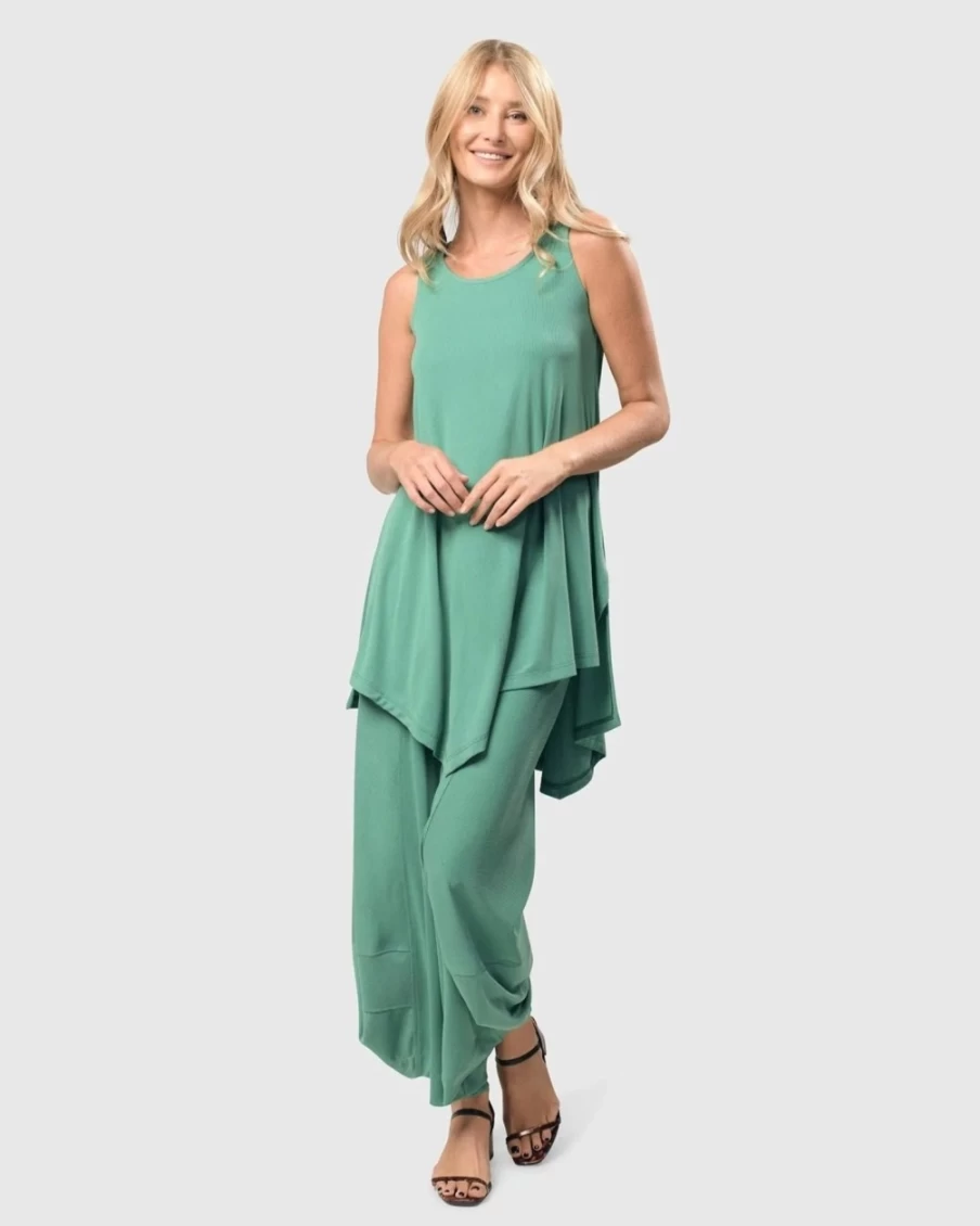 ALEMBIKA Women's Seafoam Green Cupro Essential Joy Sleeveless Tunic Top