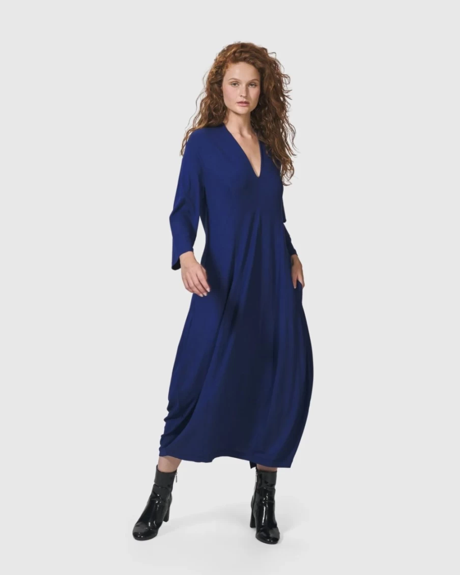 ALEMBIKA Women's Royal Blue Essential Cocoon Dress - Elegant Boho Style Lounge Wear