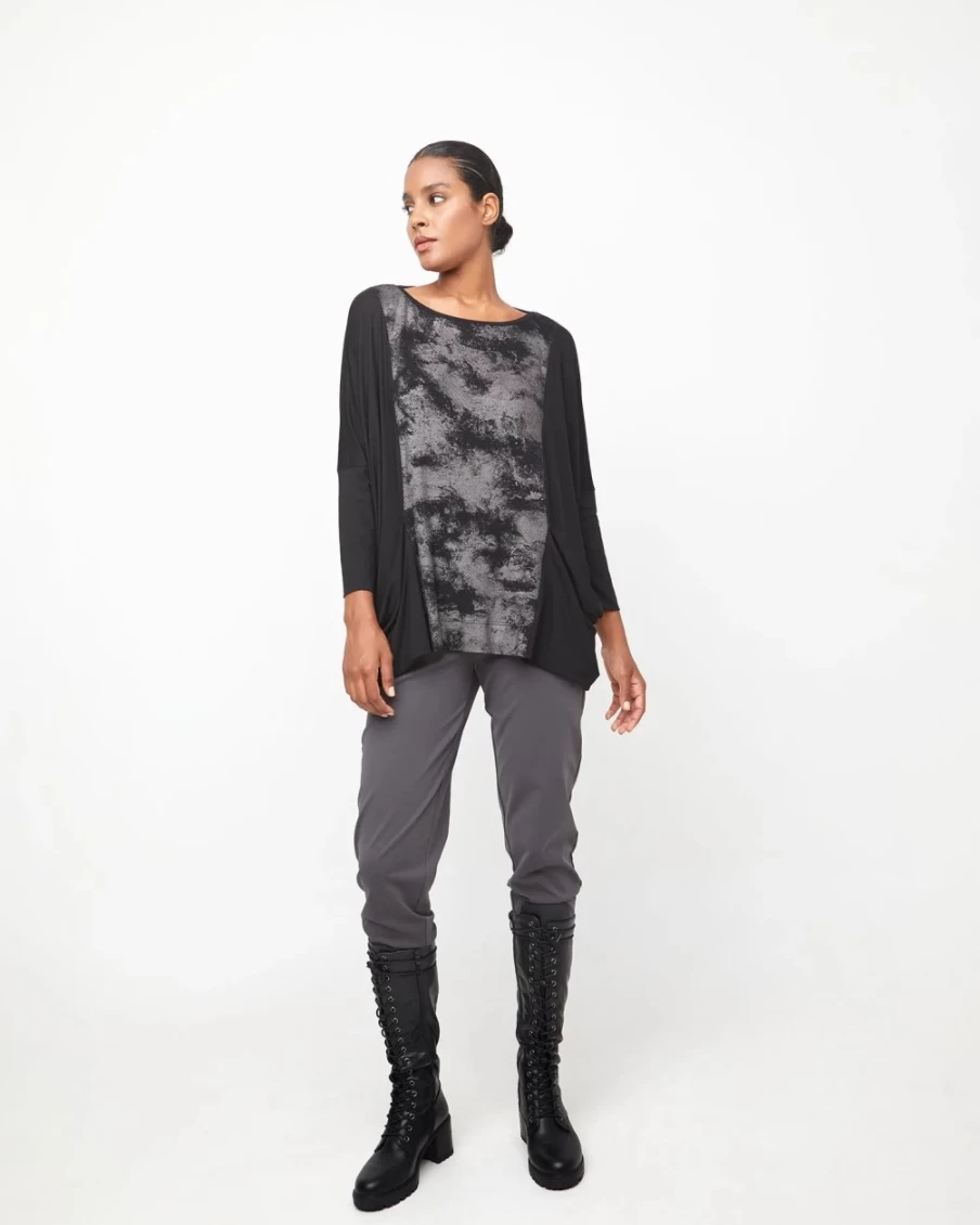 ALEMBIKA Women's Ozai N Ku Illusion Top - Stylish Black Blouse for Elegant Outfits