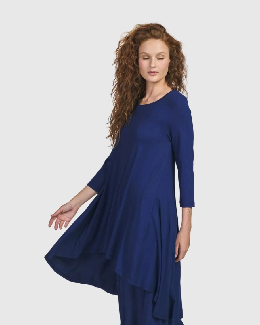 ALEMBIKA Women's Royal Blue Essential Swing Tunic Top - Flowy Casual Blouse