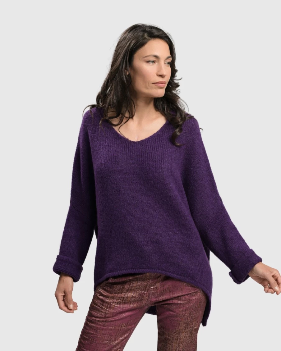ALEMBIKA Women's Purple Siesta Oversized Sweater - Cozy Oversized Knit Pullover