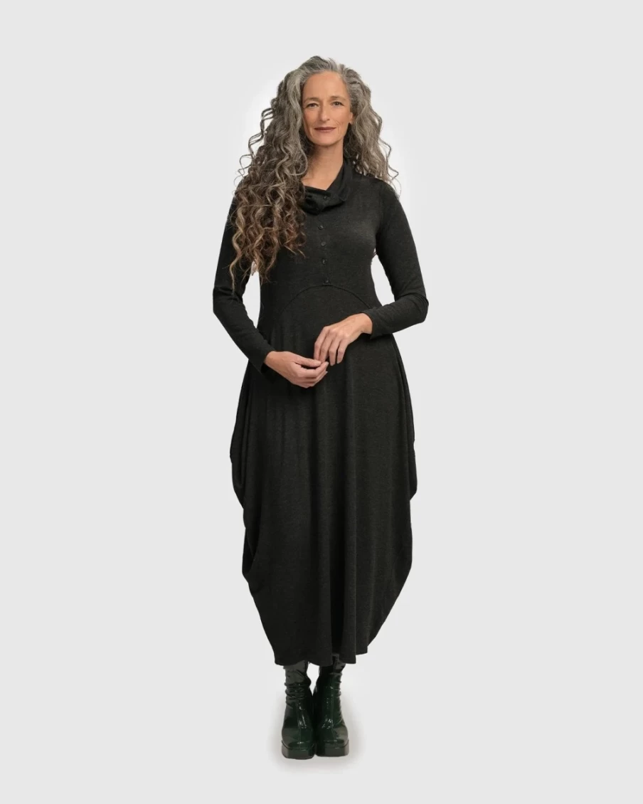 ALEMBIKA Women's Urban Diamond Dress in Charcoal - Elegant & Stylish Evening Gown