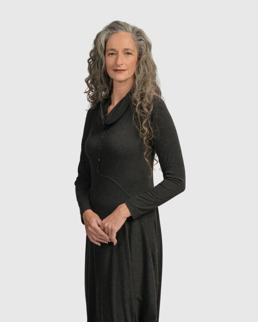 ALEMBIKA Women's Urban Diamond Dress in Charcoal - Elegant & Stylish Evening Gown