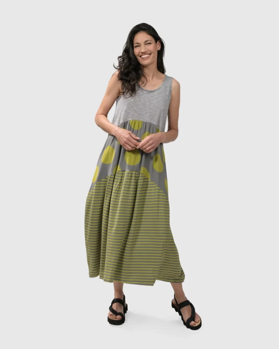 ALEMBIKA Women's Lime Green City Sizzle Sleeveless Midi Dress - Summer Casual Bodycon Style