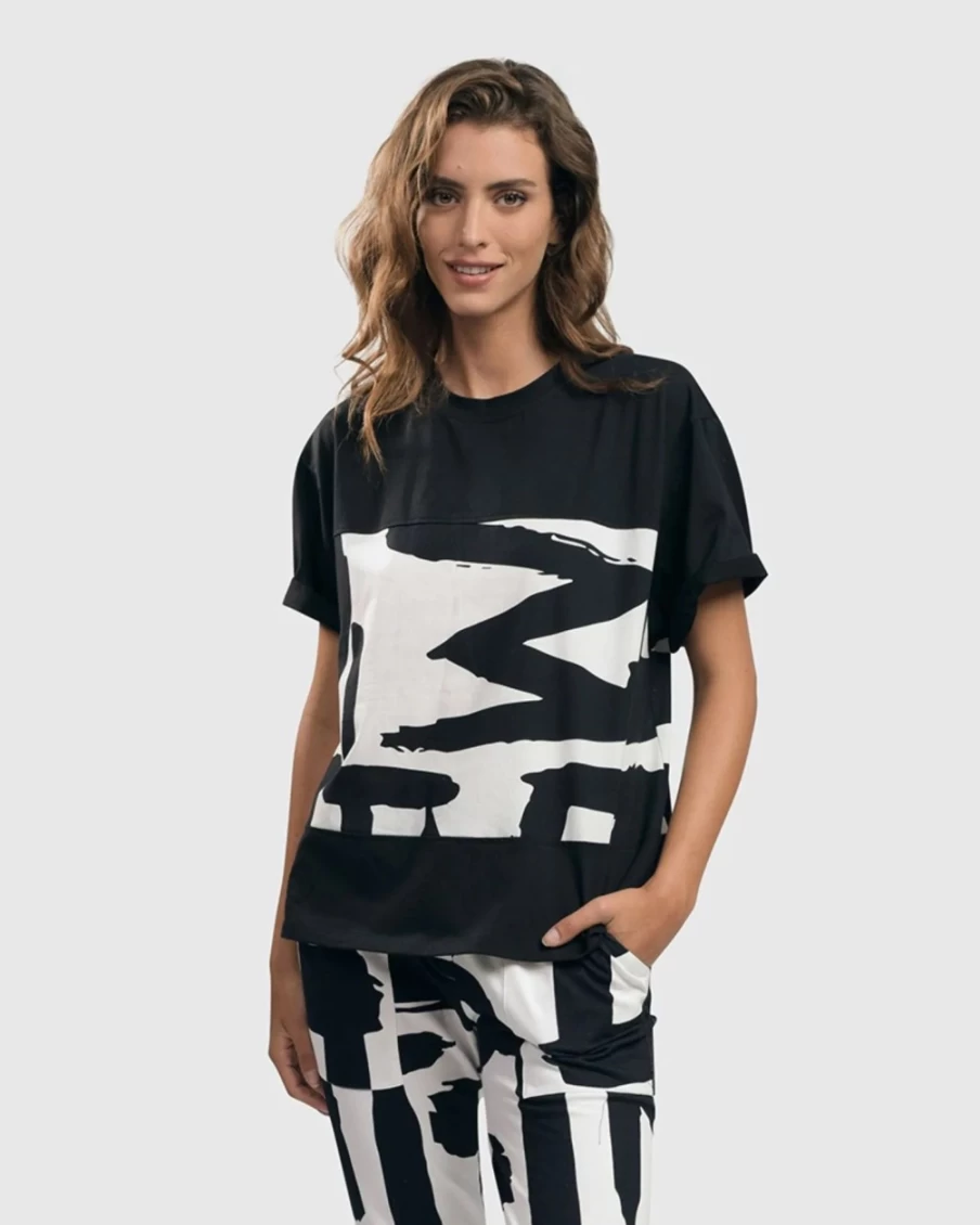 ALEMBIKA Women's Urban Cassidy Graphic Tee Shirt with Marker Design