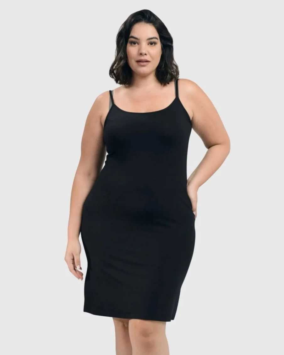 ALEMBIKA Women's Essential Black Slip Dress - Elegant & Comfortable