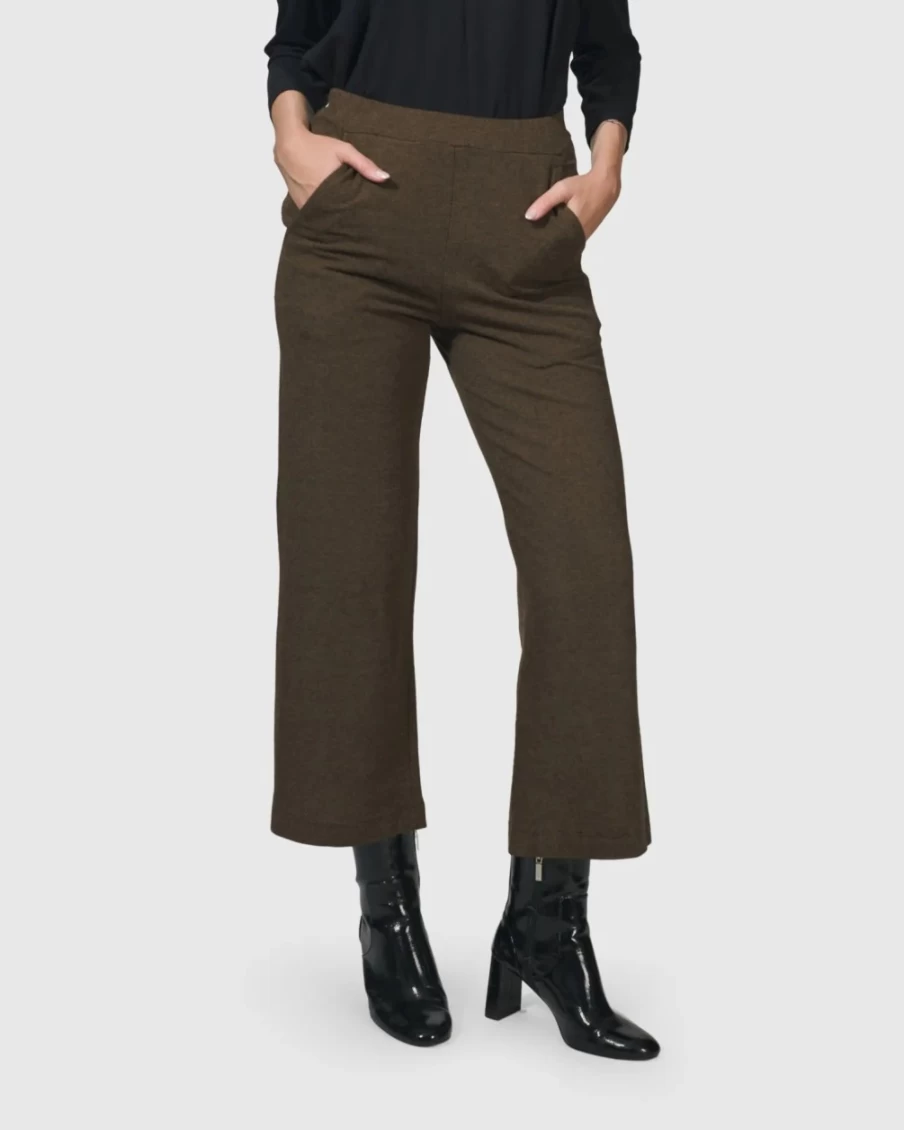 ALEMBIKA Women's Brown Essential Cropped Pants - Stylish & Comfortable Fit