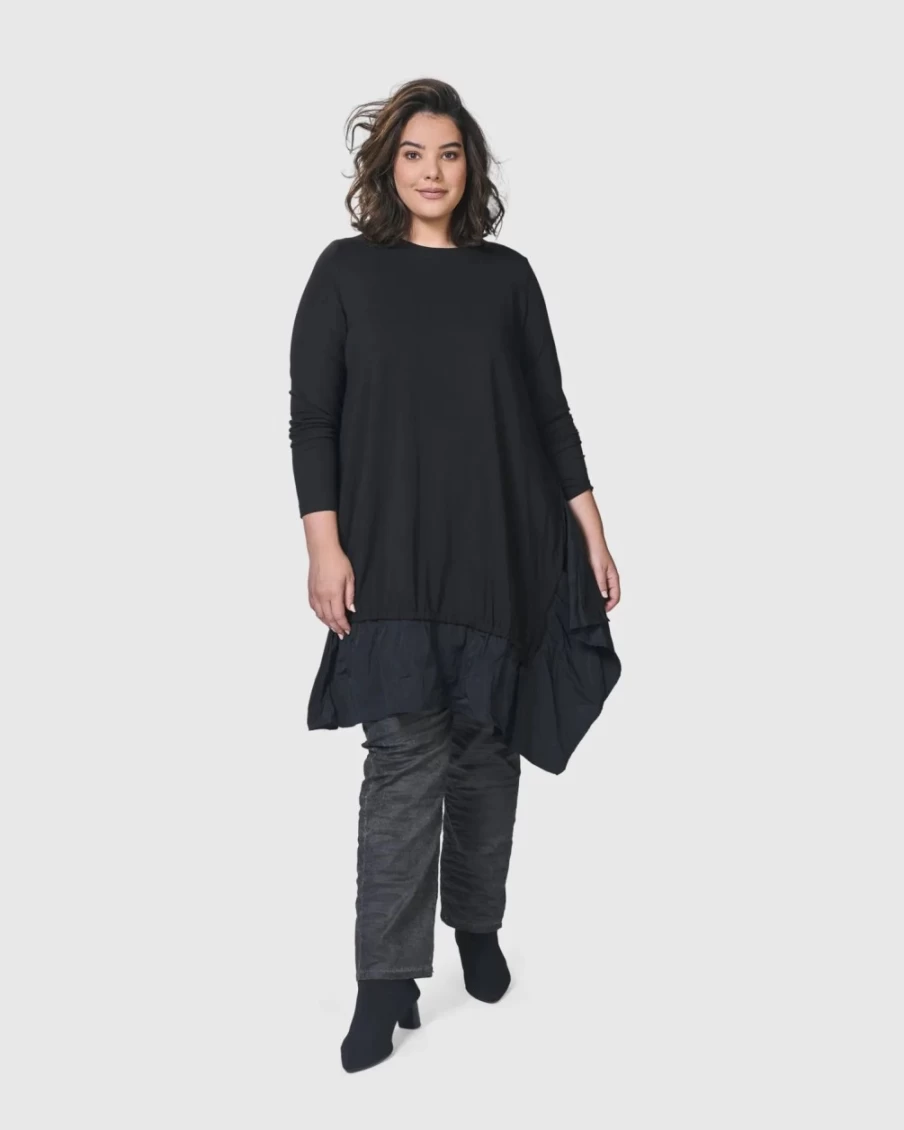 ALEMBIKA Women's Urban New Wave Black Tunic Top for Stylish Casual Wear