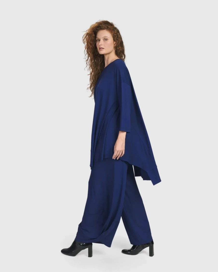 ALEMBIKA Women's Royal Blue Essential Oversized Trapeze Top - Loose Flowy Blouse for Casual Wear
