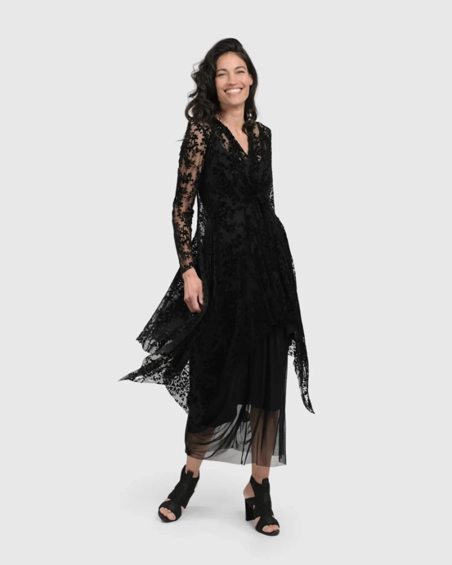 ALEMBIKA Women's Cultured Club Cocoon Skirt in Black - Elegant Boho Style Midi Skirt