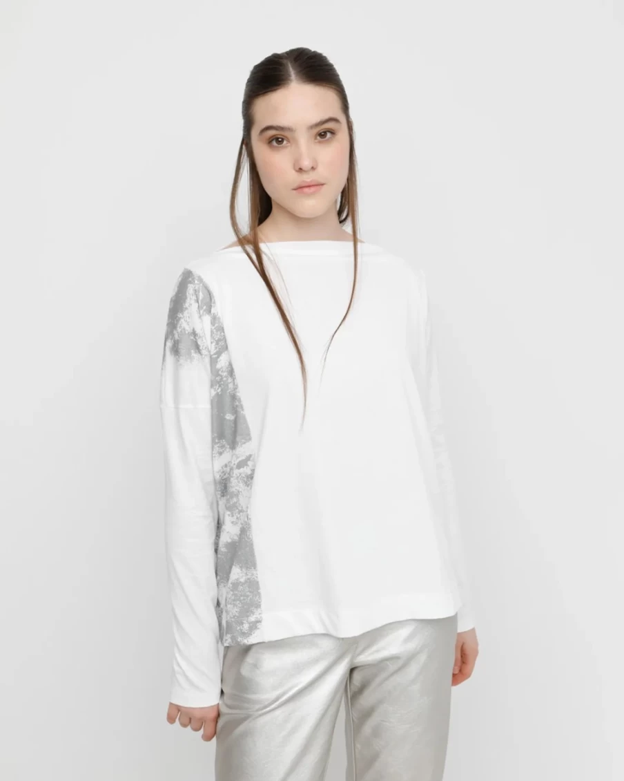 ALEMBIKA Women's Ozai N Ku January Sky Top in White | Elegant Blouse for Women