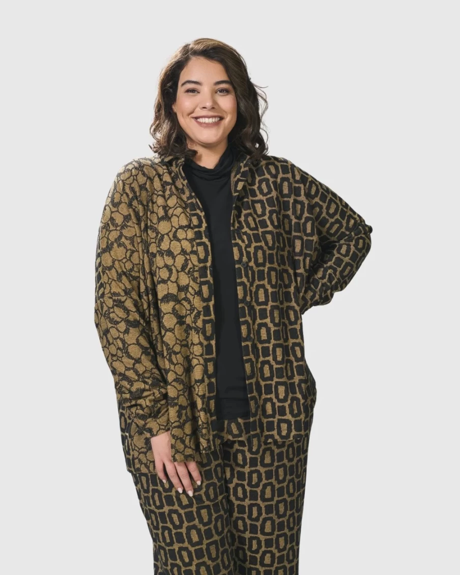"ALEMBIKA Women's Unstoppable Oversized Cardigan in Ochre – Cozy Chic Knit Sweater"