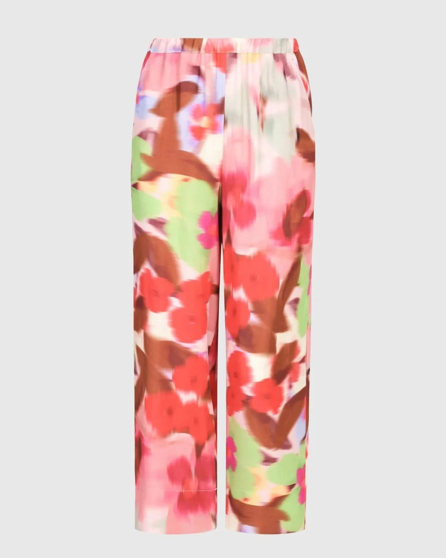 ALEMBIKA Women's Blush Cherry Blossom Print Pants - Floral Spring Trousers